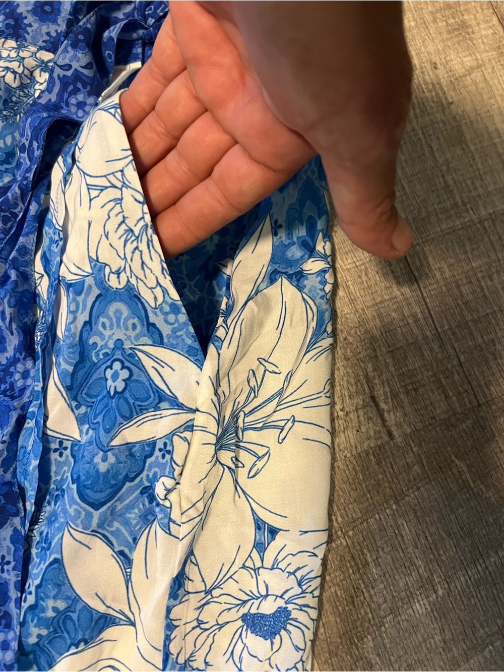 Johnny Was Blue and White Floral A-Line Skirt - Picture 2 of 6